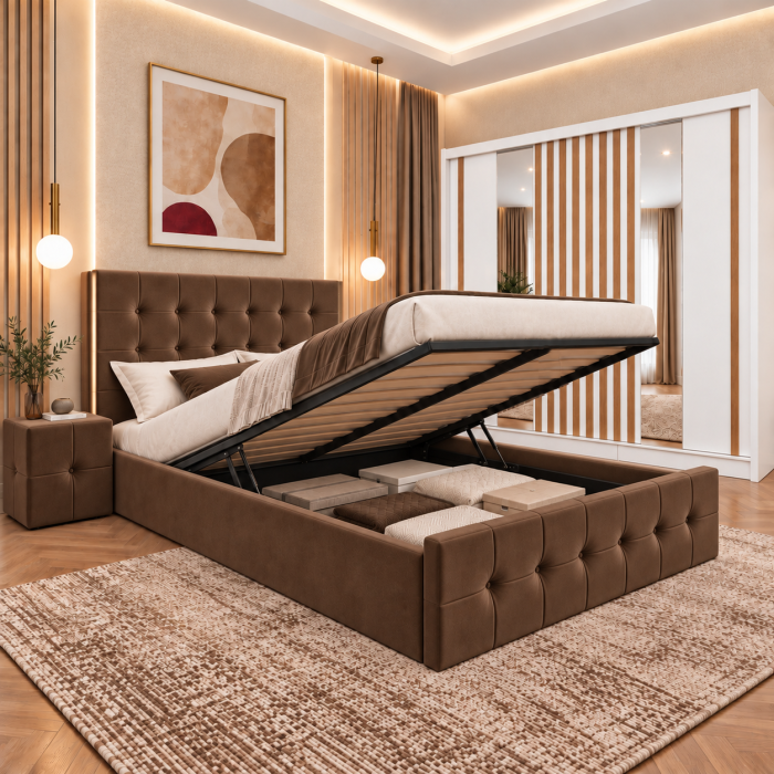 Dormitor Regal new cu dressing Studio Riflaj Alb+Sonoma 250x200 [3]