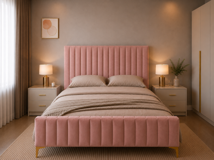 Dormitor Siena cu Dulap Clasic 160x200, Comodă, Pat și Noptiere  - Detalii Aurii [3]