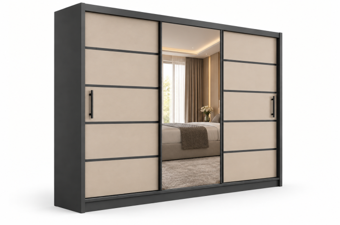 Dressing Emporio 250x200 Gri Antracit și Cașmir Cu Oglindă [3]