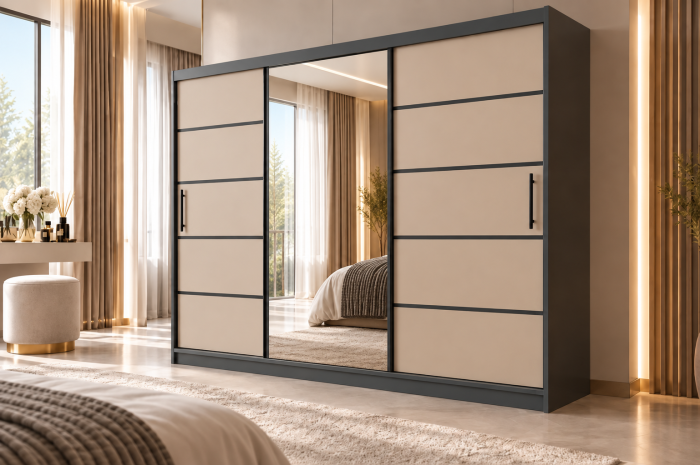 Dressing Emporio 250x200 Gri Antracit și Cașmir Cu Oglindă [2]