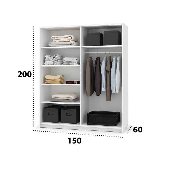 Dressing Emporio Alb cu uși glisante Wenge 150x200 [2]