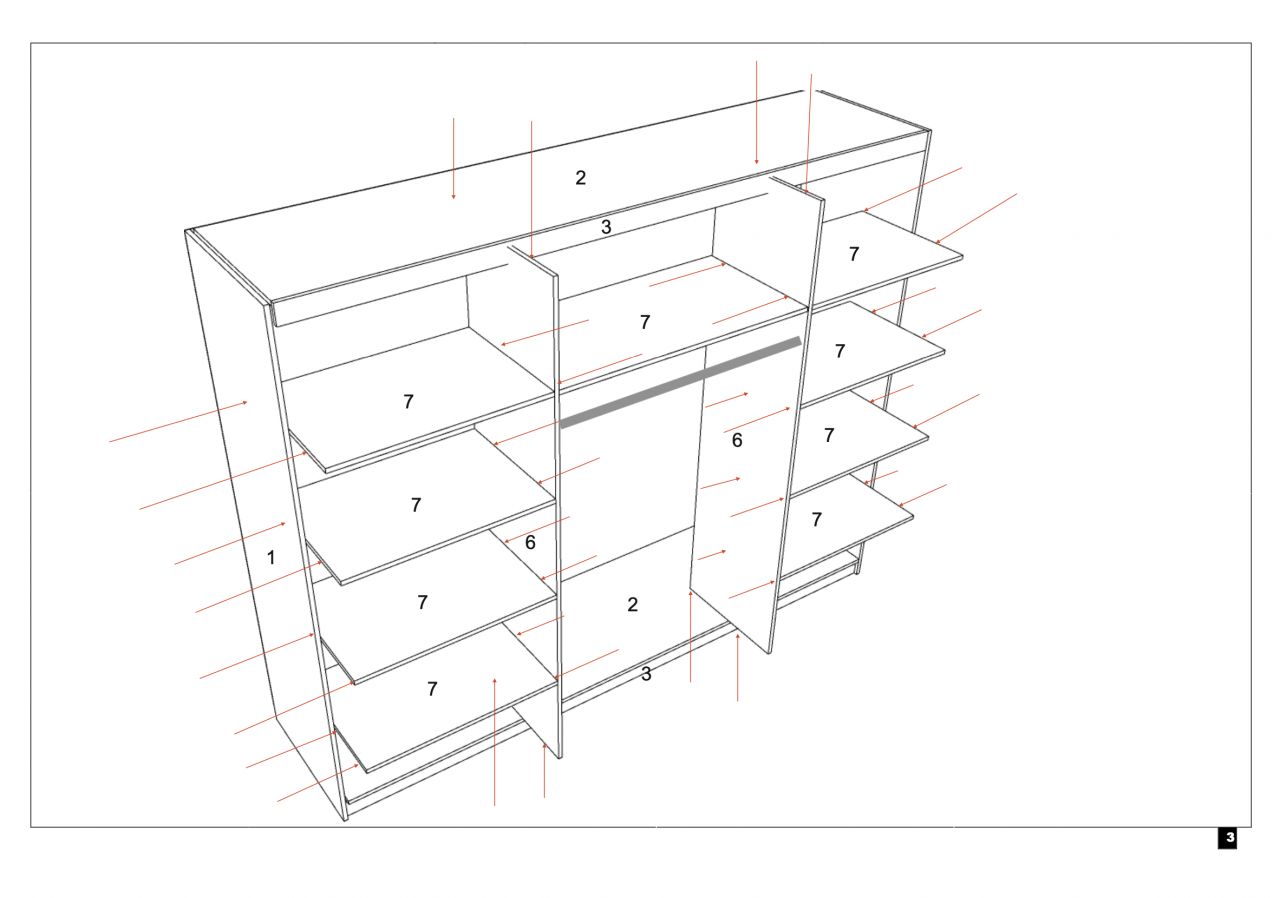 Dressing Emporio Alb cu uși glisante Antracit 250x200 [5]