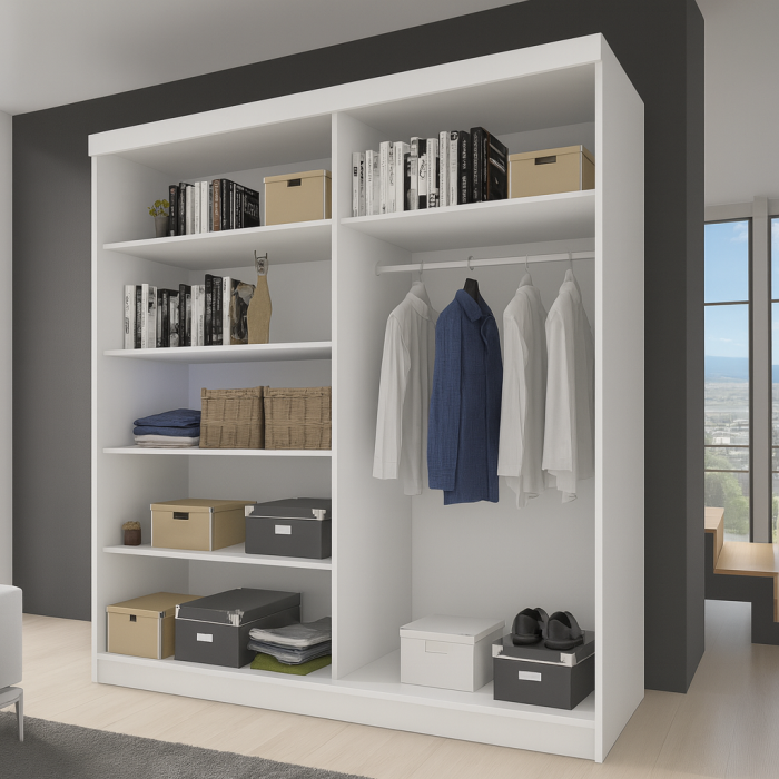 Dressing Monaco Alb cu uși glisante Wenge 200x200 [2]
