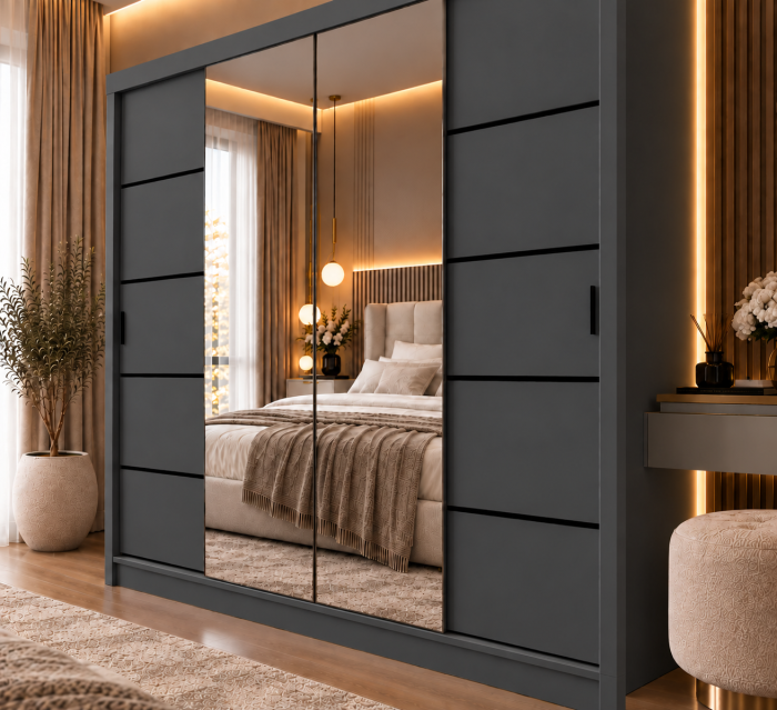 Dressing Viena cu uși glisante Detalii Negre 180x200 [3]