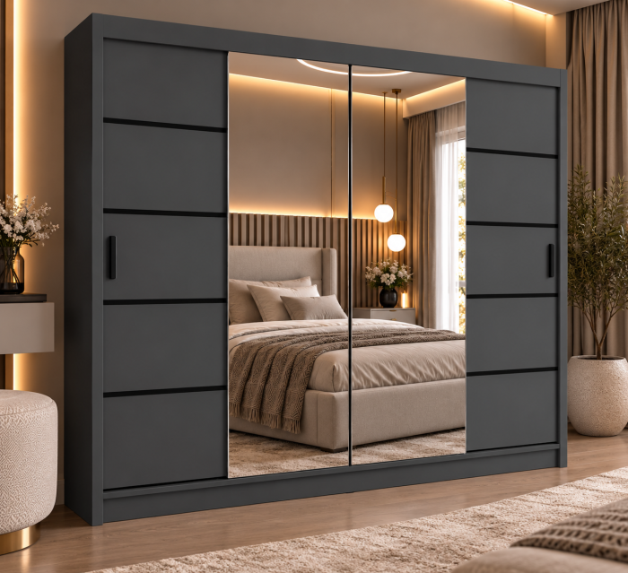 Dressing Viena cu uși glisante Detalii Negre 180x200 [2]