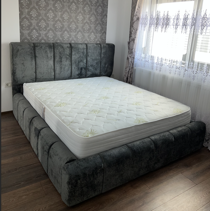 Pat Boucle Tapițat cu Somieră Rabatabilă [5]