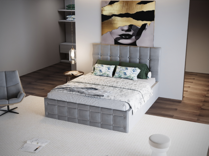 Pat Regal Tapitat Gri fara Saltea 160x200 [2]