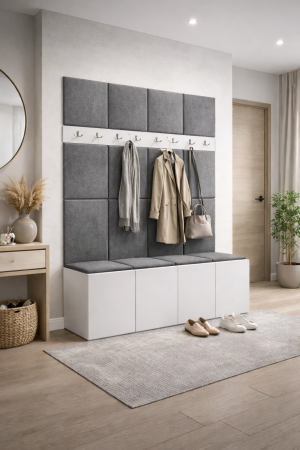 Cuier Steffano Tapițat 168 x 46 x 188 cm, Alb