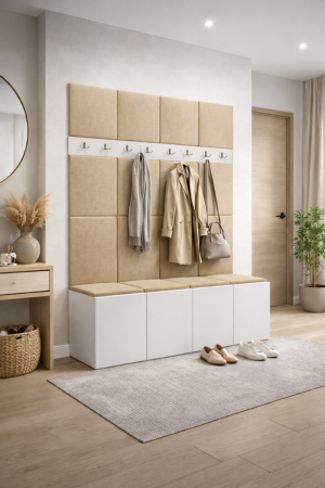 Cuier Steffano Tapițat 168 x 46 x 188 cm, Alb