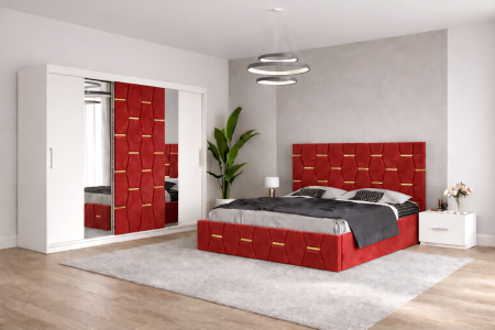 Dormitor Select Cu Dressing 250x200, Pat Tapițat și Noptiere