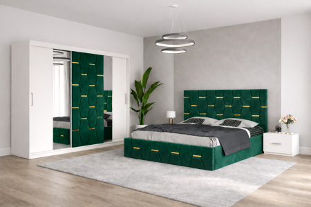 Dormitor Select Cu Dressing 250x200, Pat Tapițat și Noptiere