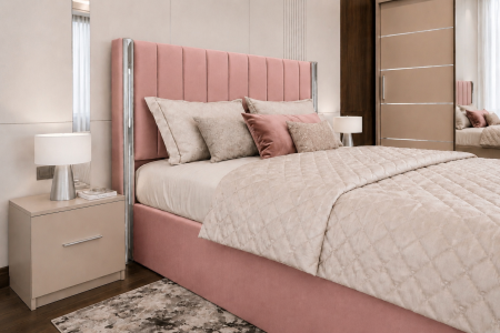 Dormitor Cairo New cu Dressing Casmir 250x200, Comodă, Pat și Noptiere Tapițate [3]