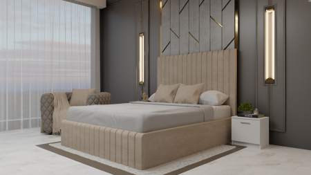 Dormitor Cairo Pat Tapitat Dressing 2 Usi Alb [1]