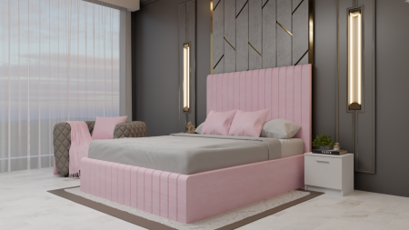 Dormitor Cairo Pat Tapitat Dressing 2 Usi Alb [1]