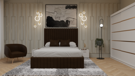 Dormitor Cairo Pat Tapitat Dressing 200x200 Alb CAIRO - Dormitor Cairo Pat Tapitat Dressing 200x200 Alb