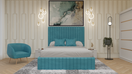 Dormitor Cairo Pat Tapitat Dressing 200x200 Alb