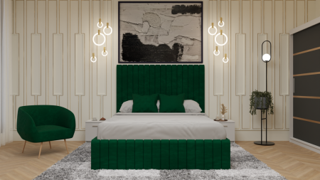 Dormitor Cairo Pat Tapitat Dressing 200x200 Alb&Gri Antracit MOBILIER COMPLET DORMITOR - Dormitor Cairo Pat Tapitat Dressing 200x200 Alb&Gri Antracit