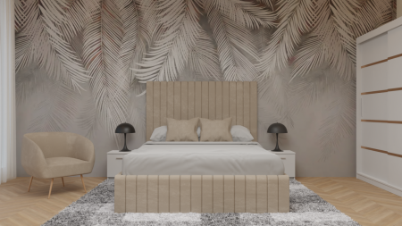 Dormitor Cairo Tapitat Dressing 250x200 3 Usi Alb