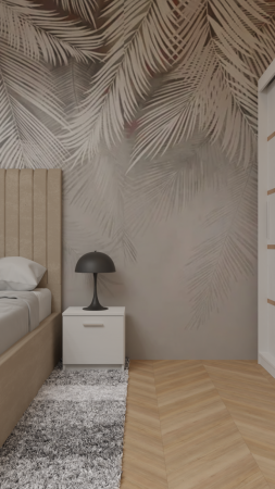 Dormitor Cairo Tapițat Dressing 250x200 3 Uși Cu Oglinda Alb [2]