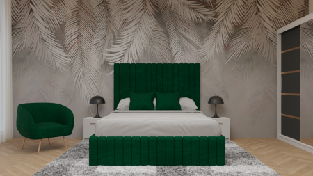 Dormitor Cairo Tapitat Dressing 250x200 3 Usi Cu Oglinda Alb&Gri Antracit