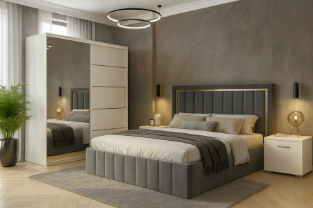 Dormitor Elengance Tapitat cu Dressing