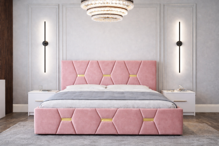 Dormitor Elexus cu Pat Tapițat, Dressing Alb Apollo, Comodă și Noptiere [2]