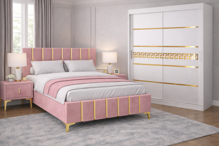 MOBILIER COMPLET DORMITOR - Dormitor Lux New cu dressing Kenzo Gold