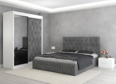 Dormitor Maldive cu Dressing Tapițat 150x200+Oglinda MALDIVE - Dormitor Maldive cu Dressing Tapițat 150x200+Oglinda