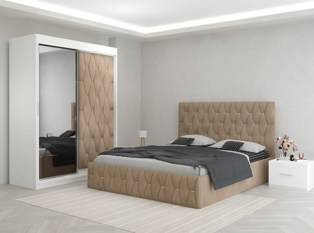 Dormitor Maldive cu Dressing Tapițat 150x200+Oglinda