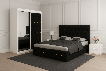 Dormitor Maldive cu Dressing Tapițat 150x200+Oglinda