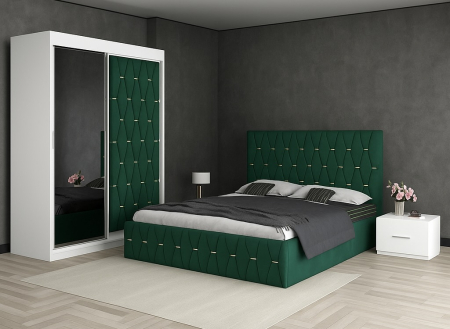 Dormitor Maldive cu Dressing Tapițat 150x200+Oglinda