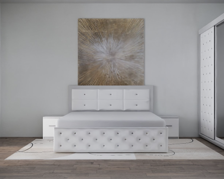 Dormitor Monticelli New Alb Tapitat 2 Usi cu Oglinda [1]