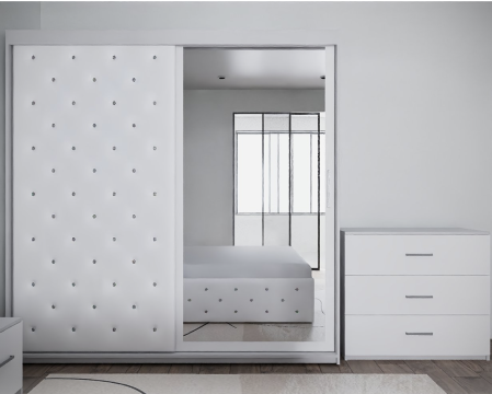 Dormitor Monticelli New Alb Tapitat 2 Usi cu Oglinda [4]