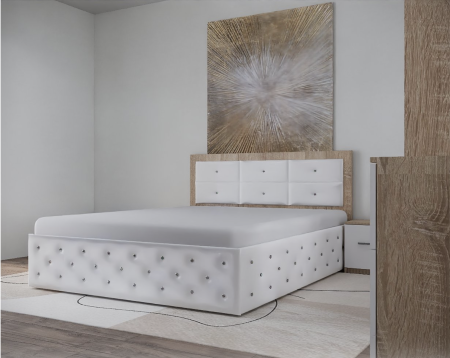 Dormitor Monticelli New Sonoma&Alb Tapitat 2 Usi cu Oglinda [3]