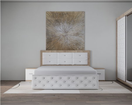 Dormitor Monticelli New Sonoma&Alb Tapitat 2 Usi cu Oglinda [2]