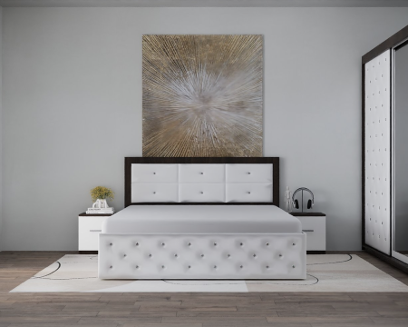 Dormitor Monticelli New Wenge&Alb Tapitat 2 Usi cu Oglinda [4]