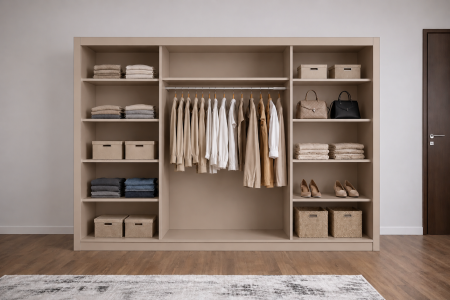 Dormitor Cairo New cu Dressing Casmir 250x200, Comodă, Pat și Noptiere Tapițate [4]