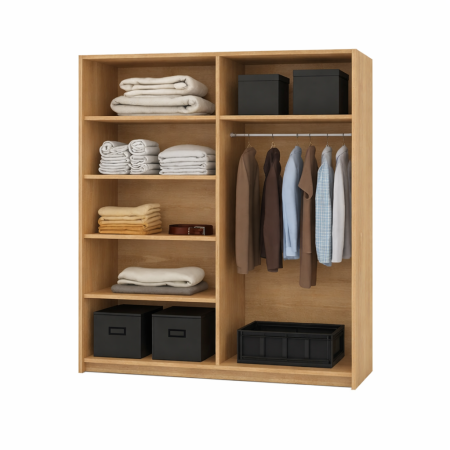 Dormitor Nordis cu Pat Tapițat, Dressing Sonoma și Noptiere [2]