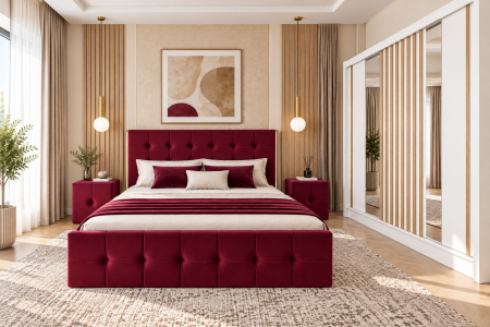 Dormitor Regal new cu dressing Studio Riflaj Alb+Sonoma 250x200
