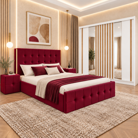 Dormitor Regal new cu dressing Studio Riflaj Alb+Sonoma 250x200 [1]