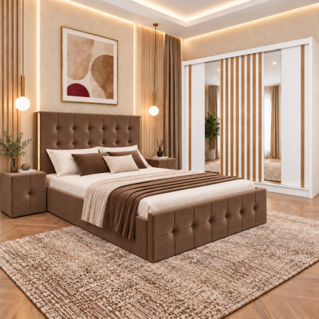 Dormitor Regal new cu dressing Studio Riflaj Alb+Sonoma 250x200 [1]