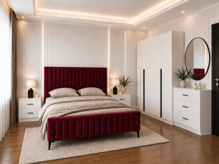 Dormitor Siena cu Dulap Clasic 160x200, Comodă, Pat și Noptiere - Detalii Negre [2]