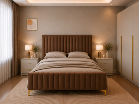 Dormitor Siena cu Dulap Clasic 160x200, Comodă, Pat și Noptiere  - Detalii Aurii [1]