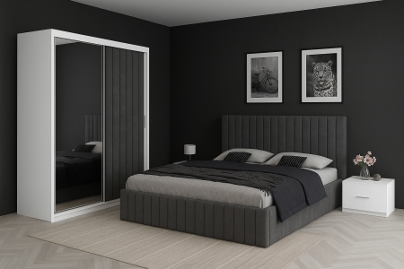 Dormitor Cairo cu Dressing Tapitat 150 x 200 cm