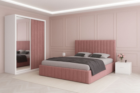 Dormitor Cairo cu Dressing Tapitat 150 x 200 cm MOBILIER COMPLET DORMITOR - Dormitor Cairo cu Dressing Tapitat 150 x 200 cm
