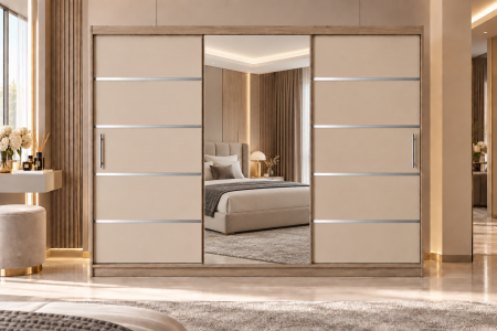 DRESSING/DULAP - Dressing Emporio 250x200 Cașmir și Sonoma Cu Oglindă