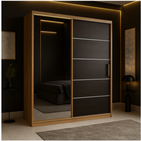 Dressing Emporio Sonoma cu uși glisante Wenge 150x200 DRESSING/DULAP - Dressing Emporio Sonoma cu uși glisante Wenge 150x200