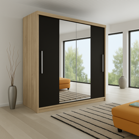 Dressing Monaco Sonoma cu uși glisante Wenge 200x200 DRESSING/DULAP - Dressing Monaco Sonoma cu uși glisante Wenge 200x200