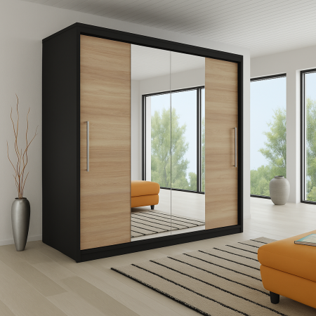 Dressing Monaco Wenge cu uși glisante Sonoma 200x200 DRESSING/DULAP - Dressing Monaco Wenge cu uși glisante Sonoma 200x200