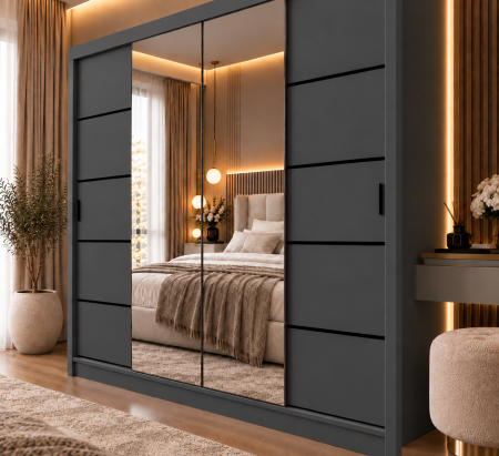 Dressing Viena cu uși glisante Detalii Negre 180x200 [2]